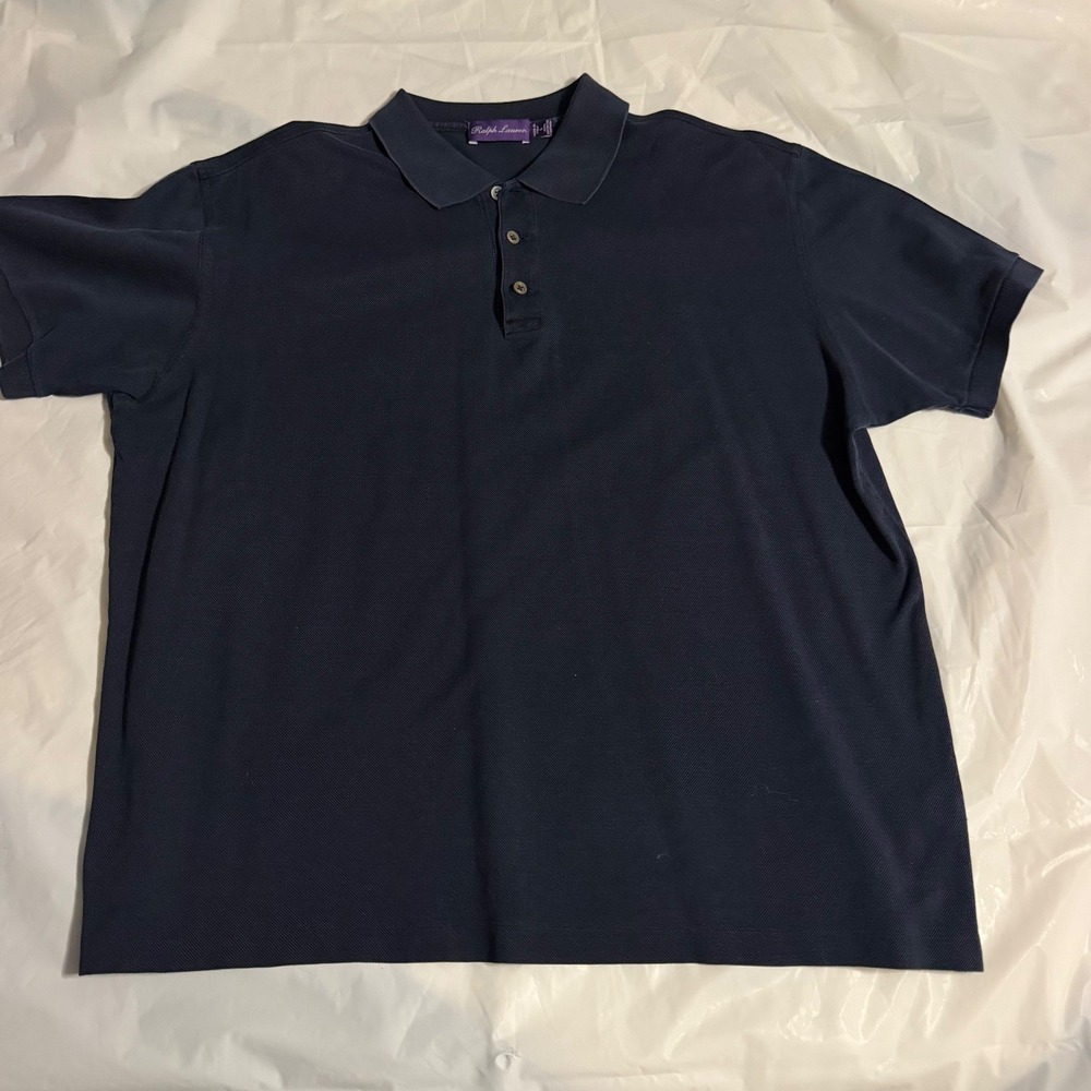 Ralph Lauren Mens Purple Label Italy Mercerized Cotton Polo L Navy Blue Luxury